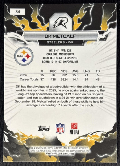 DK Metcalf 2025 Topps Resurgence Yellow Surge Refractor /225 Steelers
