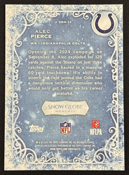 Alec Pierce 2026 Topps Holiday Snow Globe Moments Colts