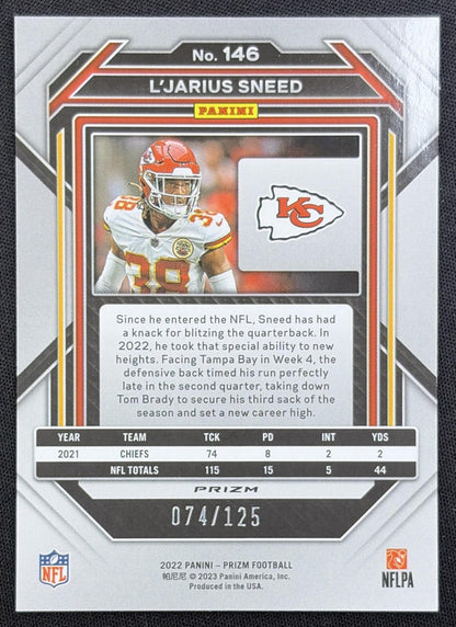 L Jarius Sneed 2022 Panini Prizm Purple /125 Chiefs