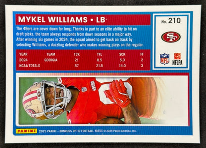 Mykel Williams 2025 Donruss Optic Rated Rookie 49ers Sports Trading Card