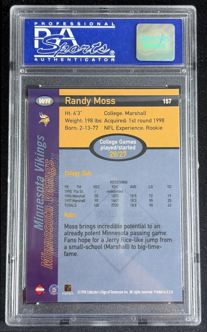 Randy Moss 1998 Collector's Edge First Place Record Setters PSA 9 Vikings 10616759 - back