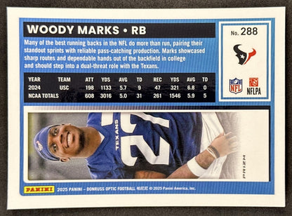 Woody Marks 2025 Panini Donruss Optic Rated Rookie Stars Prizm Texans Sports Trading Card