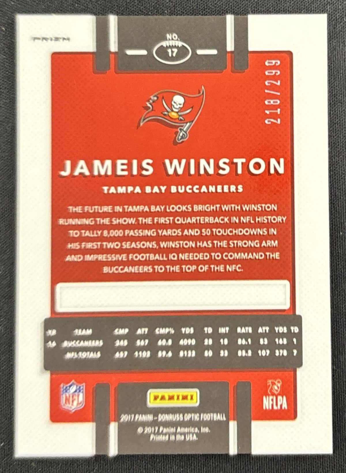 Jameis Winston 2017 Panini Donruss Optic Aqua /299 Buccaneers