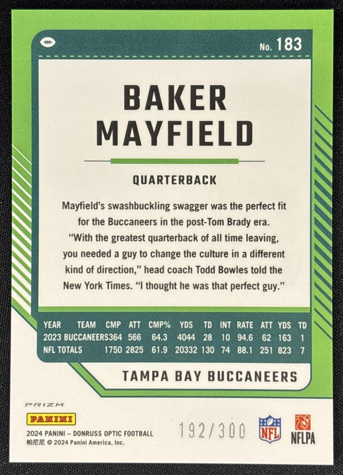 Baker Mayfield 2024 Panini Donruss Optic Wave /300 Buccaneers