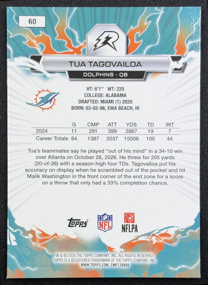 Tua Tagovailoa 2025 Topps Resurgence Prism Refractor Dolphins