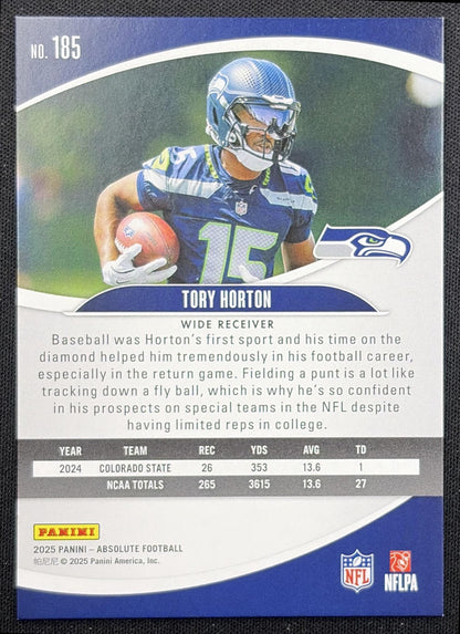 Tory Horton 2025 Panini Absolute Rookies Orange Mosaic /825 Seahawks