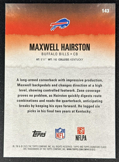 Maxwell Hairston 2025 Topps Signature Class Green & Purple Rookie Bills back