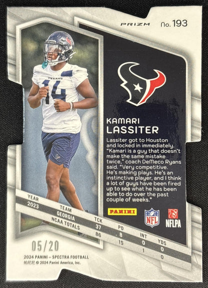Kamari Lassiter 2024 Panini Spectra Rookies Neon Pink Die-Cut /20 Texans back