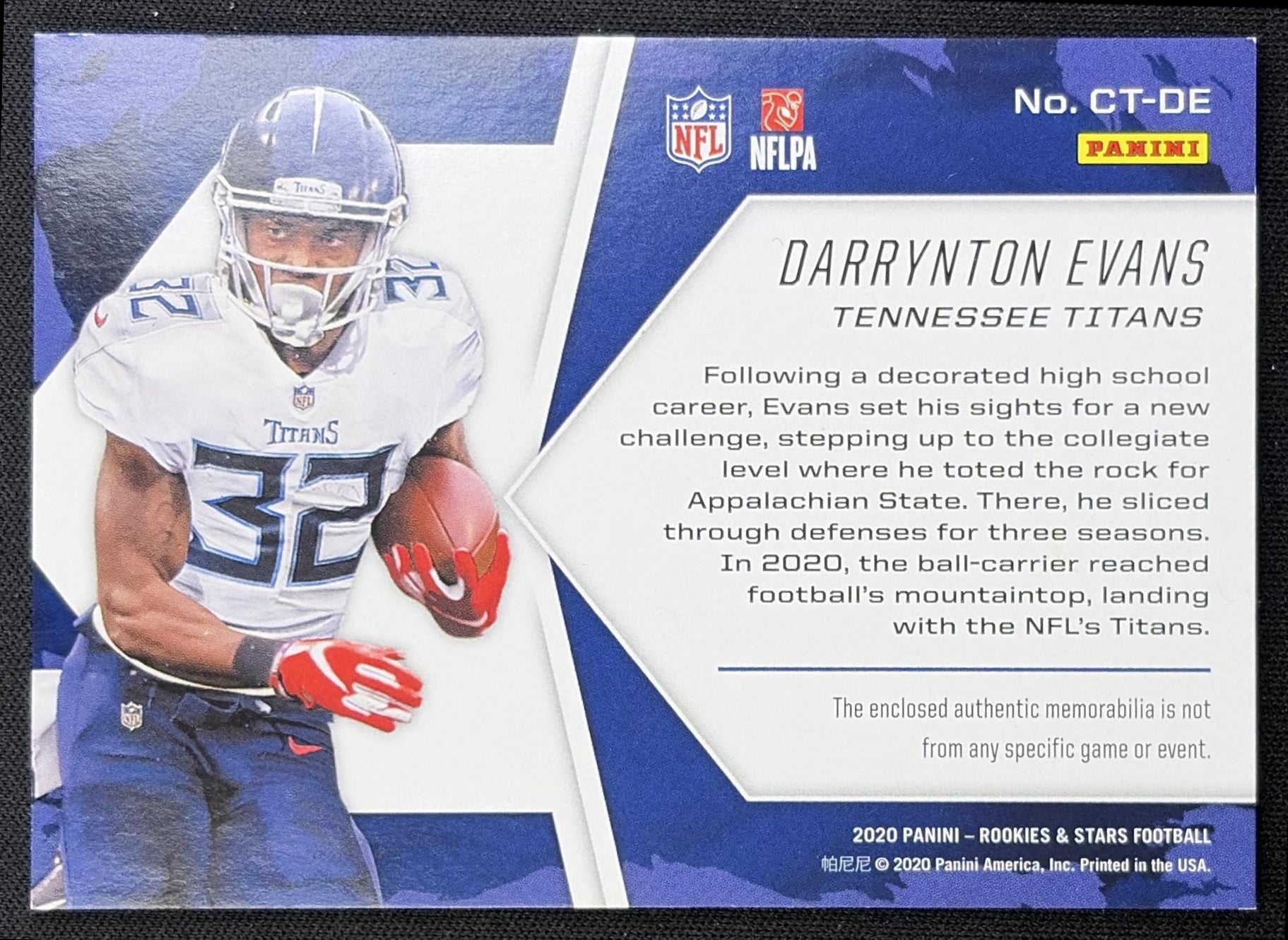 Darrynton Evans 2020 Panini Rookies & Stars Cross Training /199 Titans