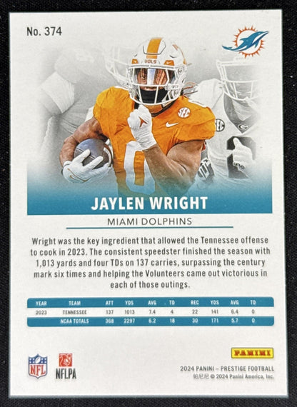 Jaylen Wright 2024 Panini Prestige Sunburst Xtra Points Dolphins Sports Trading Card