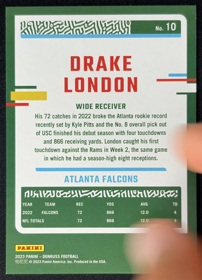 Drake London 2023 Panini Donruss Season Stat Line /72 Falcons