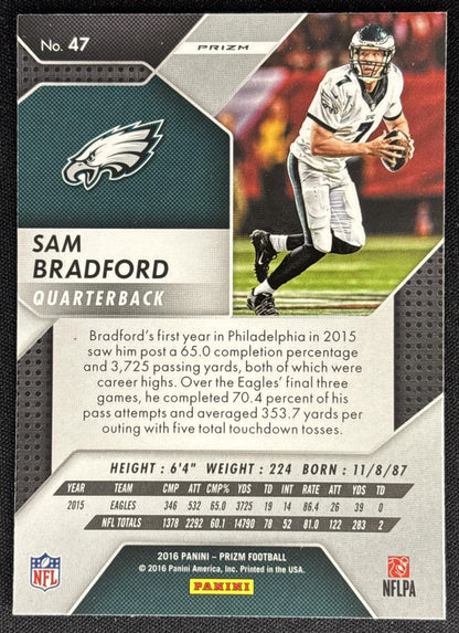 Sam Bradford 2016 Panini Prizm Silver Eagles Sports Trading Card