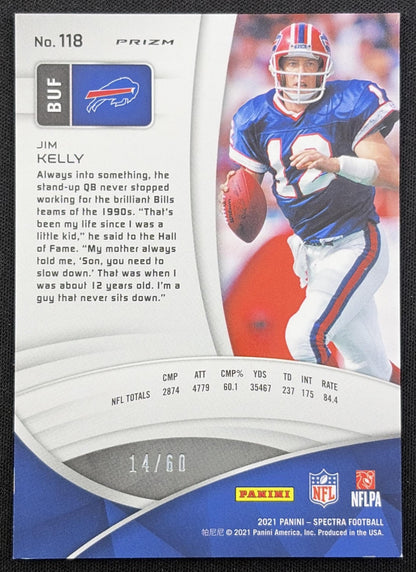 Jim Kelly 2021 Panini Spectra Neon Blue /60 Bills Buffalo Bills
