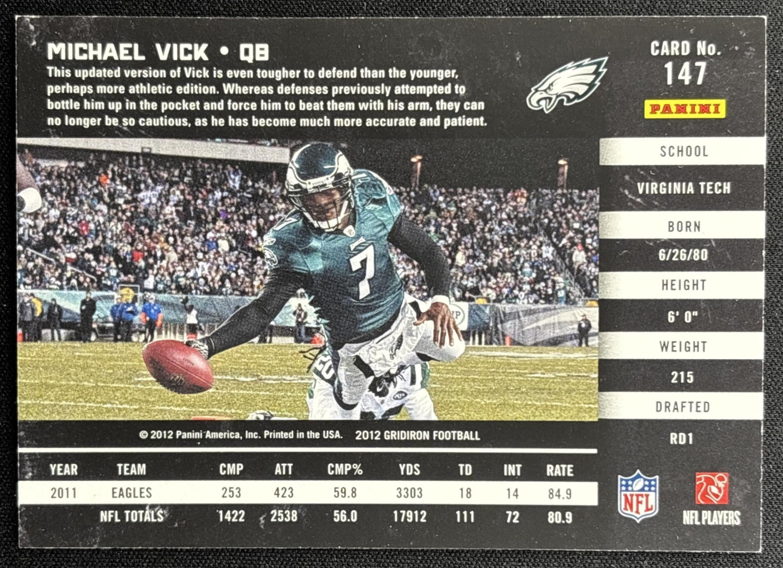 Michael Vick 2012 Panini Gridiron Eagles Sports Trading Card