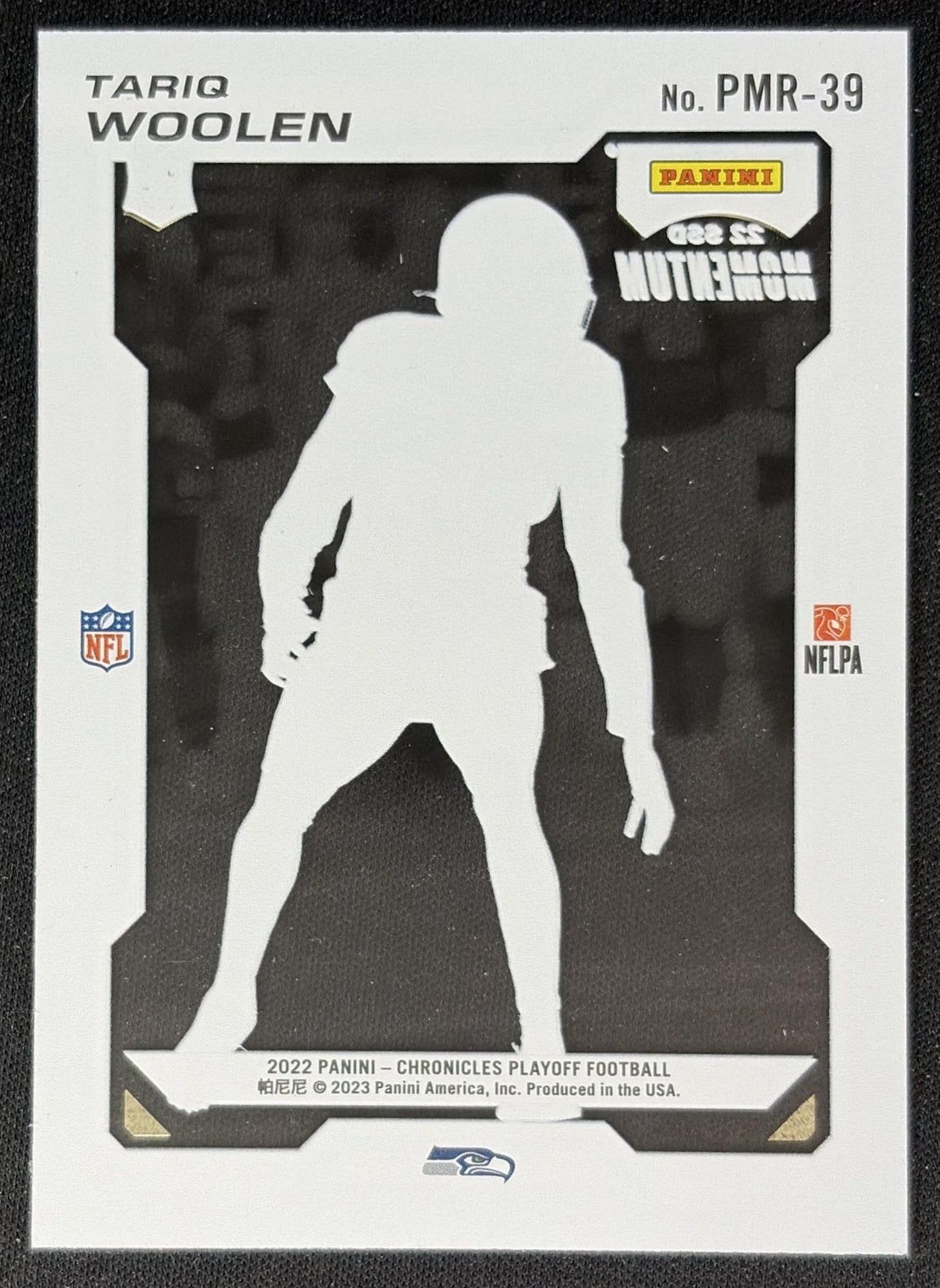 Tariq Woolen 2022 Panini Chronicles Playoff Momentum Rookies Seahawks back