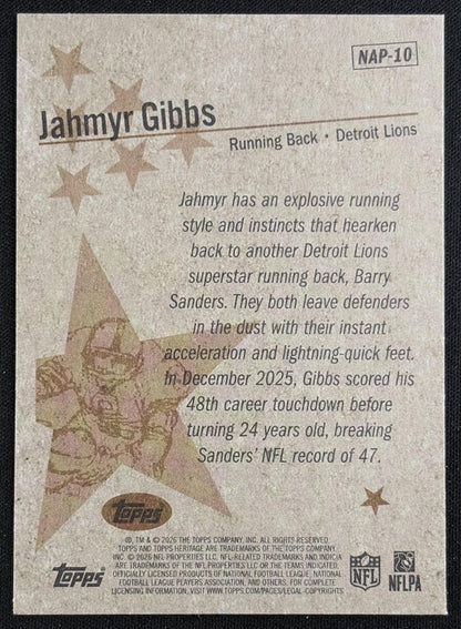 Jahmyr Gibbs 2026 Topps Heritage New Age Performers Lions