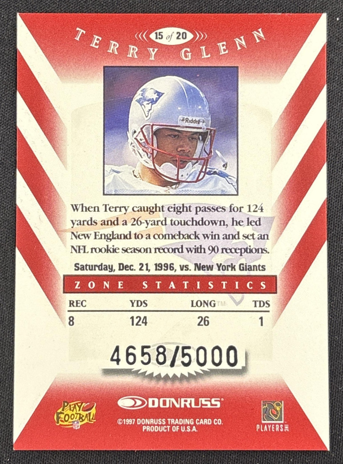 Terry Glenn 1997 Donruss Zoning Commission /5000 Patriots
