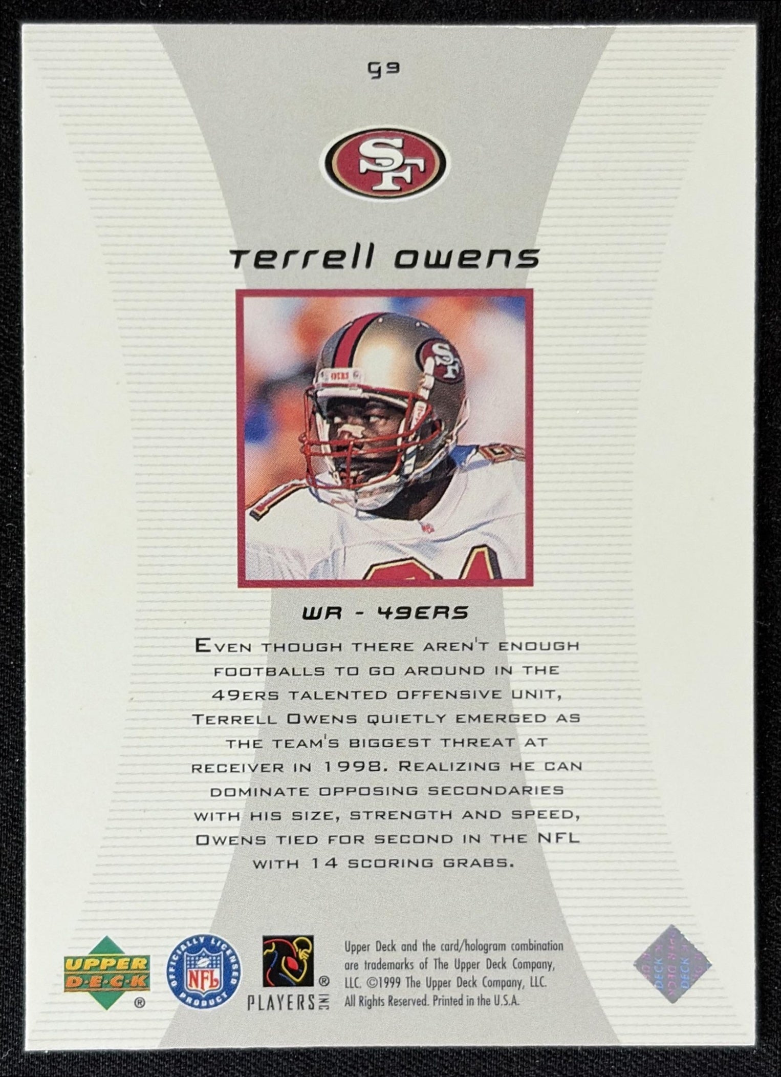 Terrell Owens 1999 Upper Deck Black Diamond Gallery 49ers