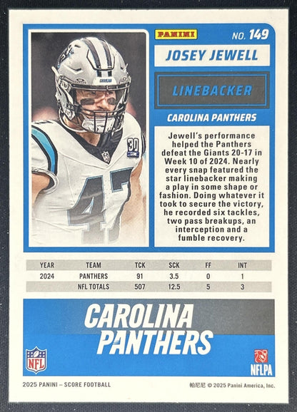 Josey Jewell 2025 Panini Score Dots Gold /499 Panthers back