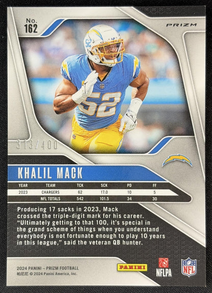 Khalil Mack 2024 Panini Prizm Pandora /400 Chargers back