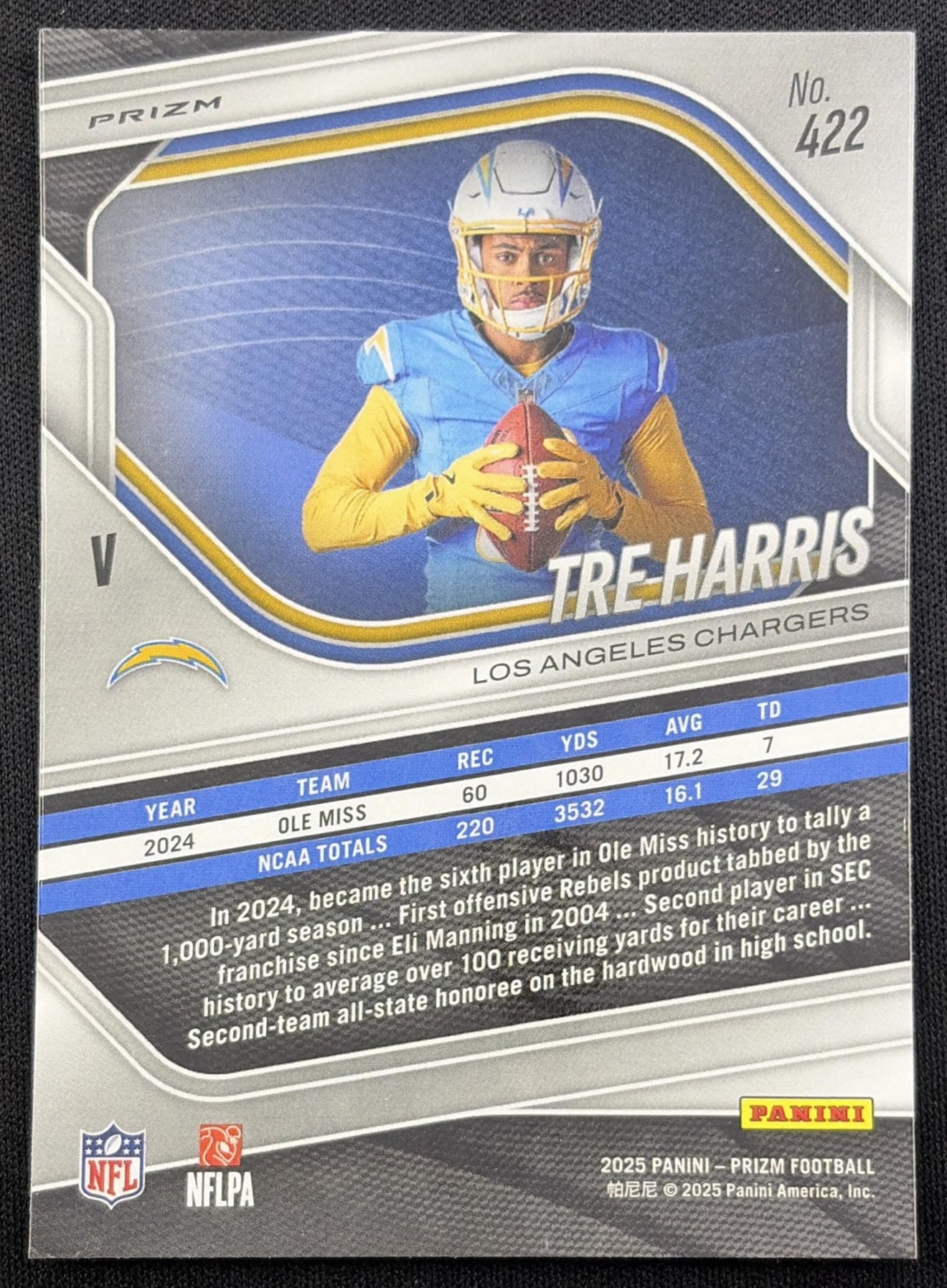 Tre Harris 2025 Panini Prizm Rookie Variations No Huddle Chargers Los Angeles Chargers