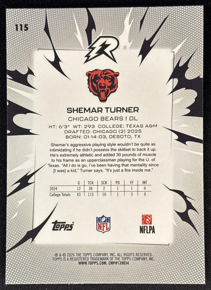Shemar Turner 2025 Topps Resurgence Bears Sports Trading Cards