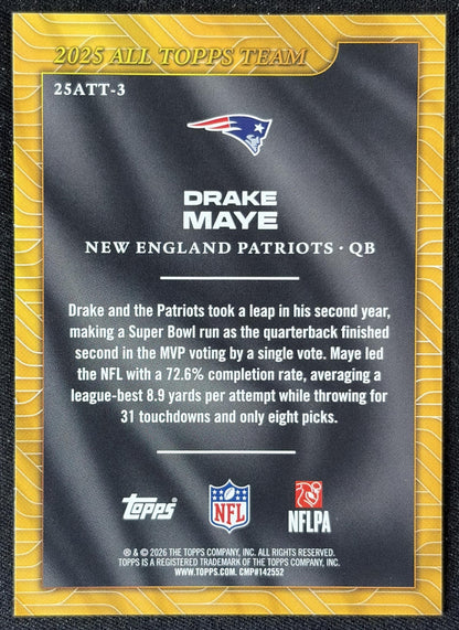 Drake Maye 2026 Topps 2025 All-Topps Team Patriots back