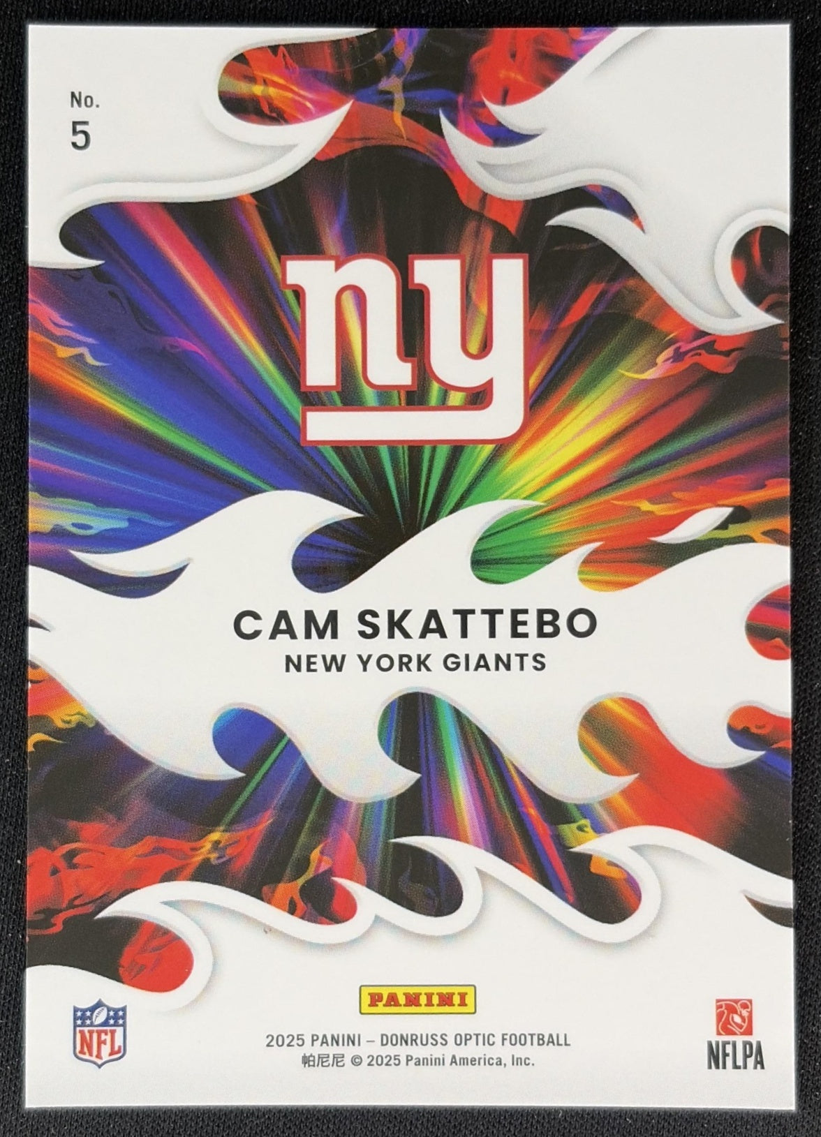 Cam Skattebo 2025 Panini Donruss Optic Light It Up Giants back