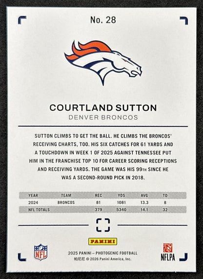 Courtland Sutton 2025 Panini PhotoGenic Broncos back
