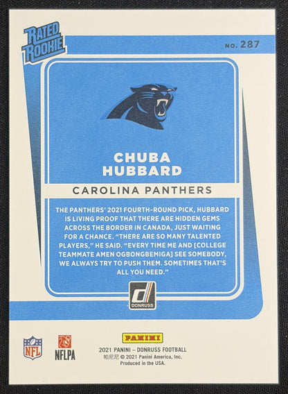 Chuba Hubbard 2021 Panini Donruss Press Proof Premium Panthers Sports Trading Card