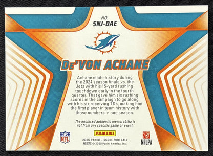 De'Von Achane 2025 Panini Score Stars of the NFL Jersey Dolphins