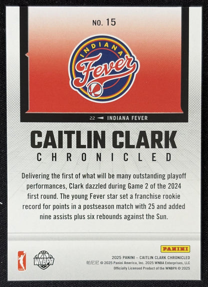 Caitlin Clark 2025 Panini Chronicled WNBA Fever 15 Sports Trading Card