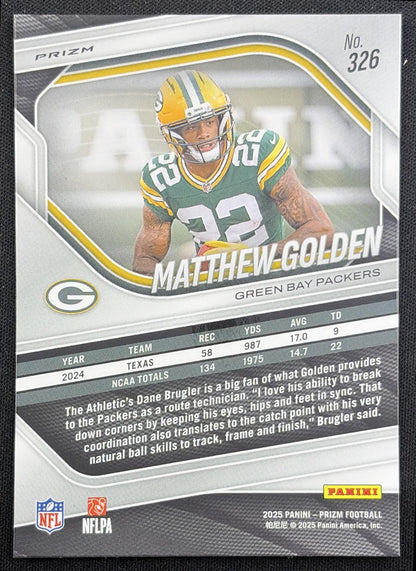 Matthew Golden 2025 Panini Prizm White Disco Packers Green Bay Packers back