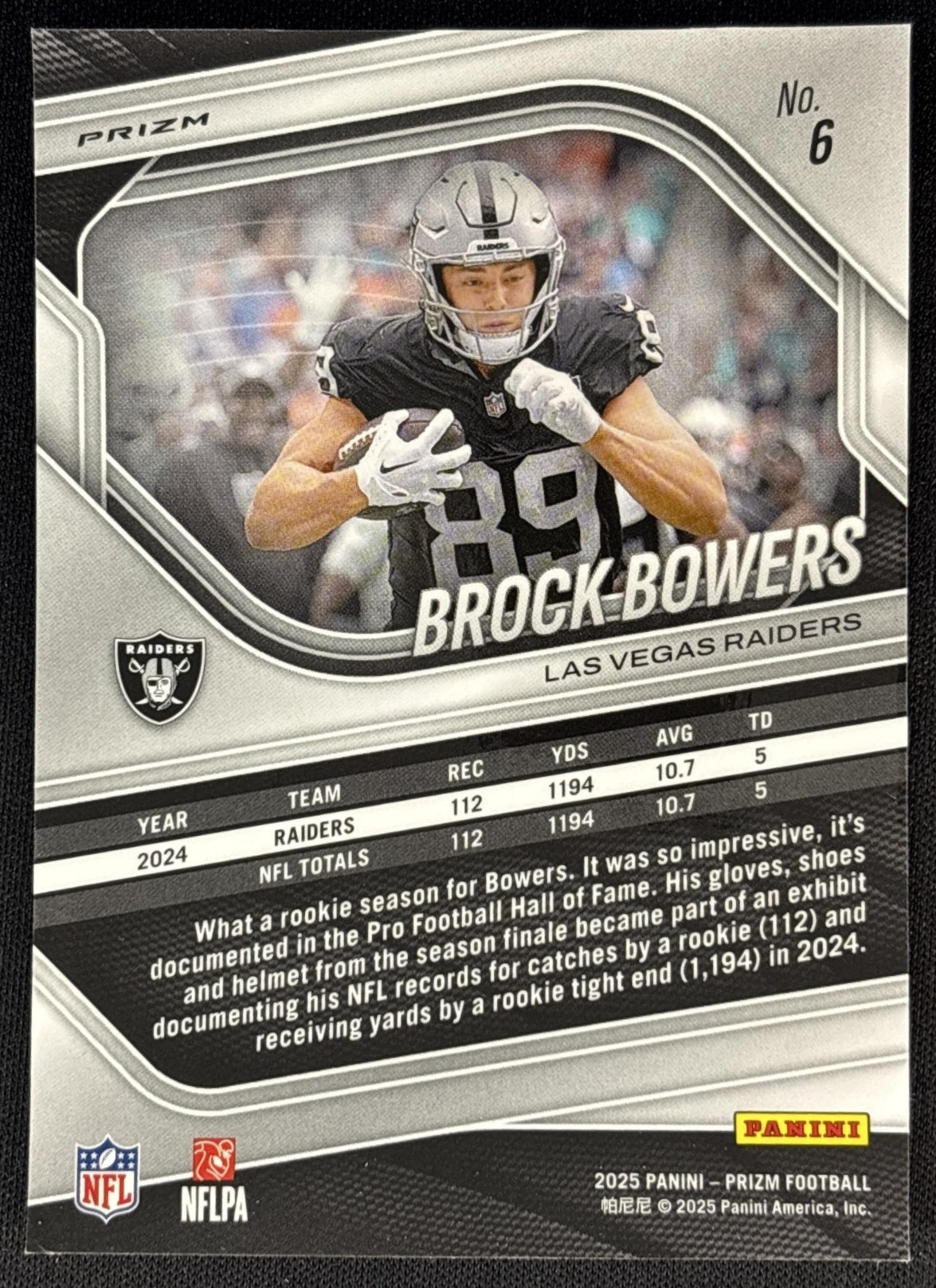 Brock Bowers 2025 Panini Prizm Green Flash Raiders Sports Trading Cards