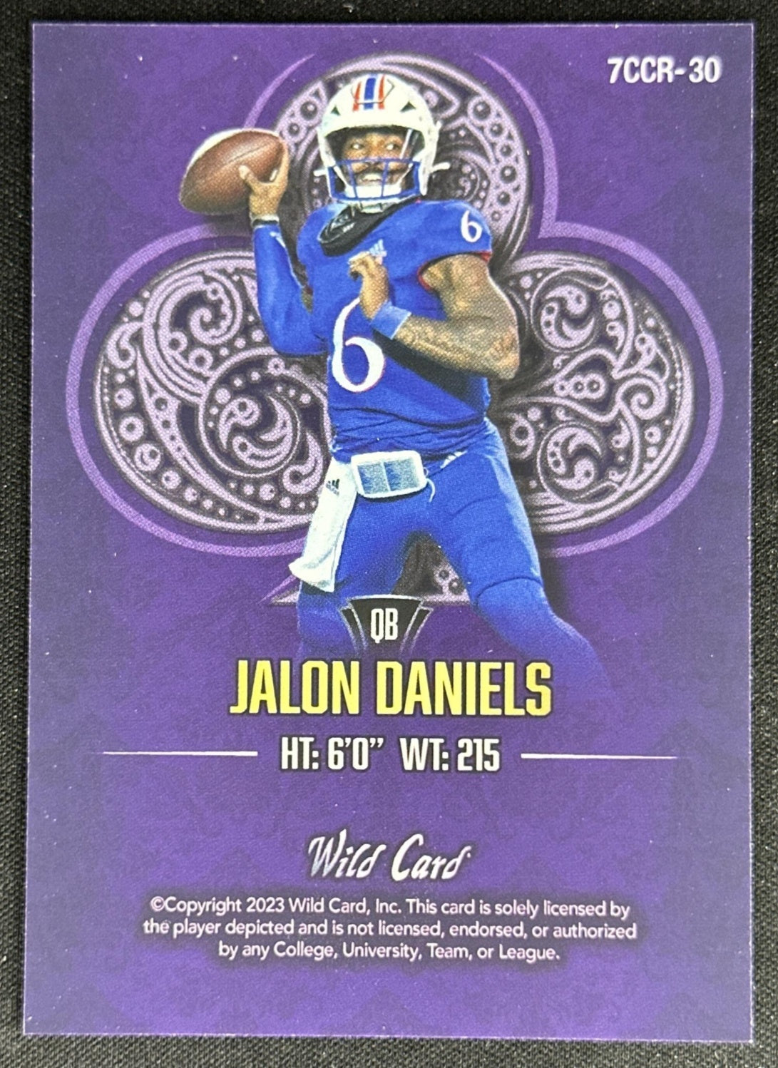 Jalon Daniels 2023 7 Card Studs Football Promo Right Club Rainbow Purple /6 Jayhawks