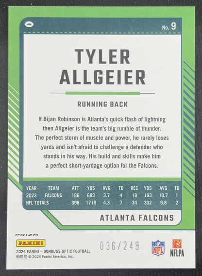 Tyler Allgeier 2024 Panini Donruss Optic Orange /249 Falcons Sports Trading Card