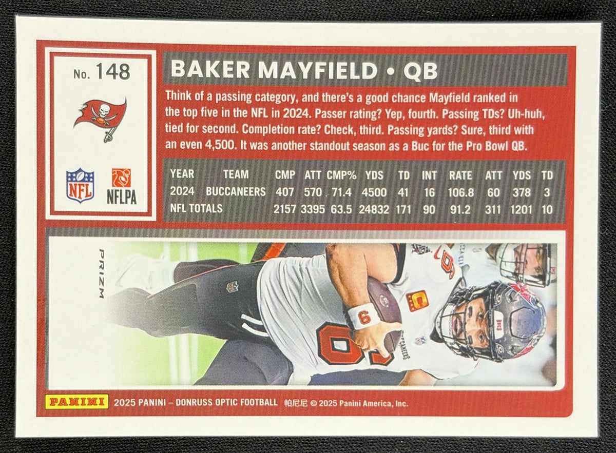 Baker Mayfield 2025 Panini Donruss Optic Holo Prizm Buccaneers - Back