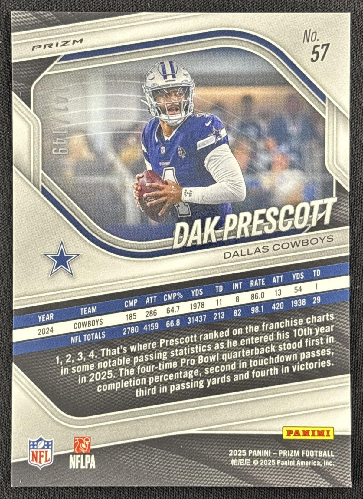 Dak Prescott 2025 Panini Prizm Red Wave /149 Cowboys
