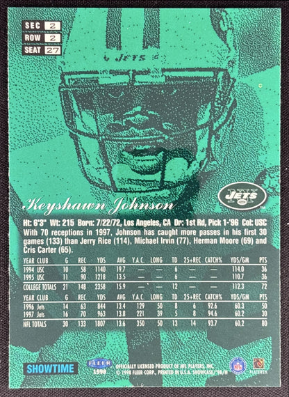 Keyshawn Johnson 1998 Fleer Flair Showcase Row 2 Style Jets