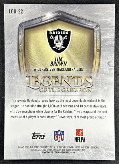 Tim Brown 2025 Topps Chrome Legends of the Gridiron Raiders Sports Trading Cards