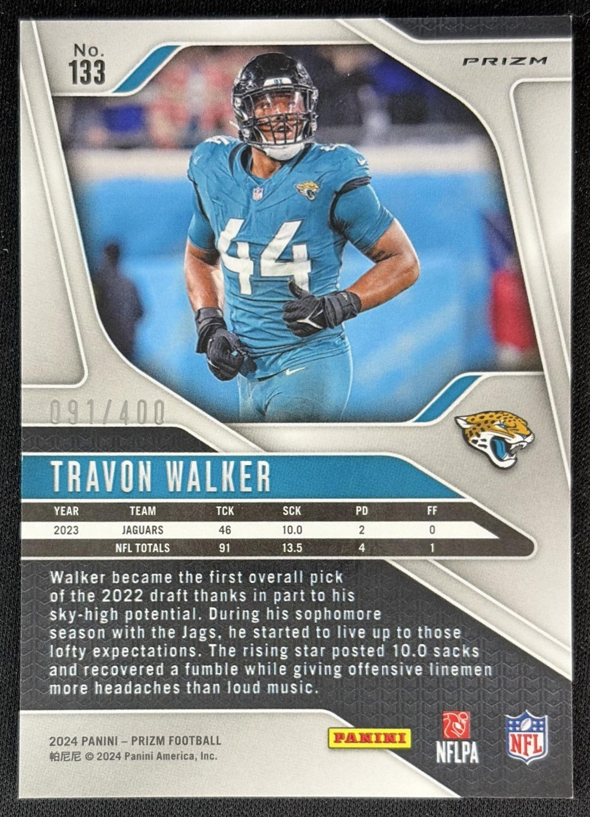 Travon Walker 2024 Panini Prizm Pandora /400 Jaguars Back