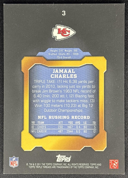 Jamaal Charles 2011 Topps Triple Threads /999 Chiefs back