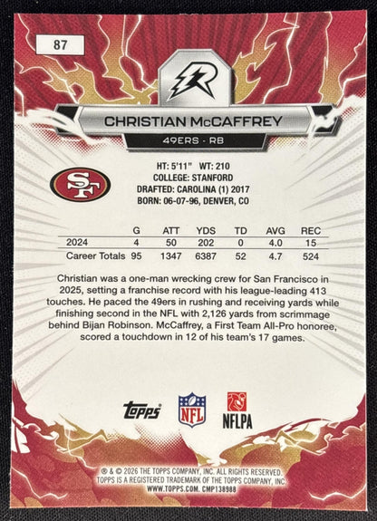 Christian McCaffrey 2025 Topps Resurgence 49ers San Francisco 49ers back