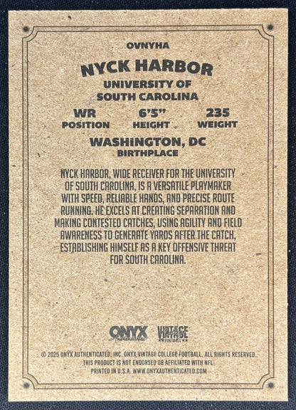 Nych Harbor 2025 ONyx Vintage Sports Trading Cards