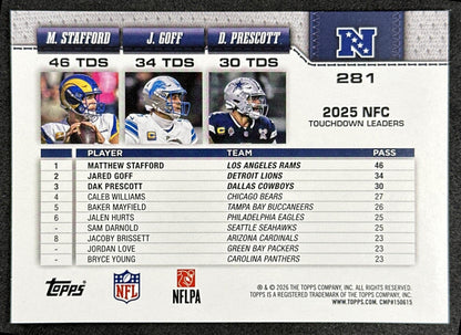Matthew Stafford Dak Prescott Jared Goff 2026 Topps Flagship Sports Trading Cards