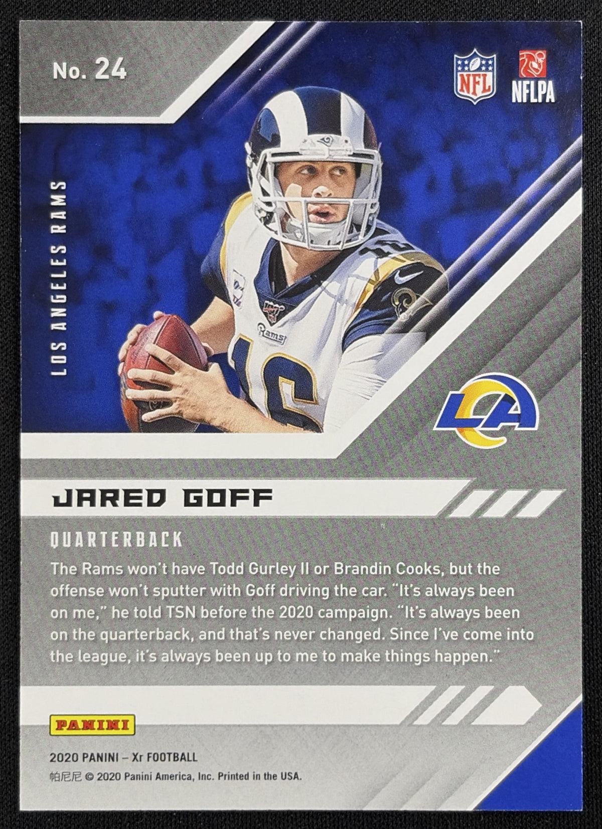 Jared Goff 2020 Panini XR Red /249 Rams