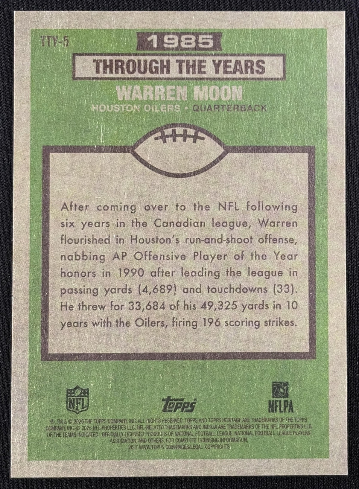 Warren Moon 2026 Topps Heritage Through The Years Oilers