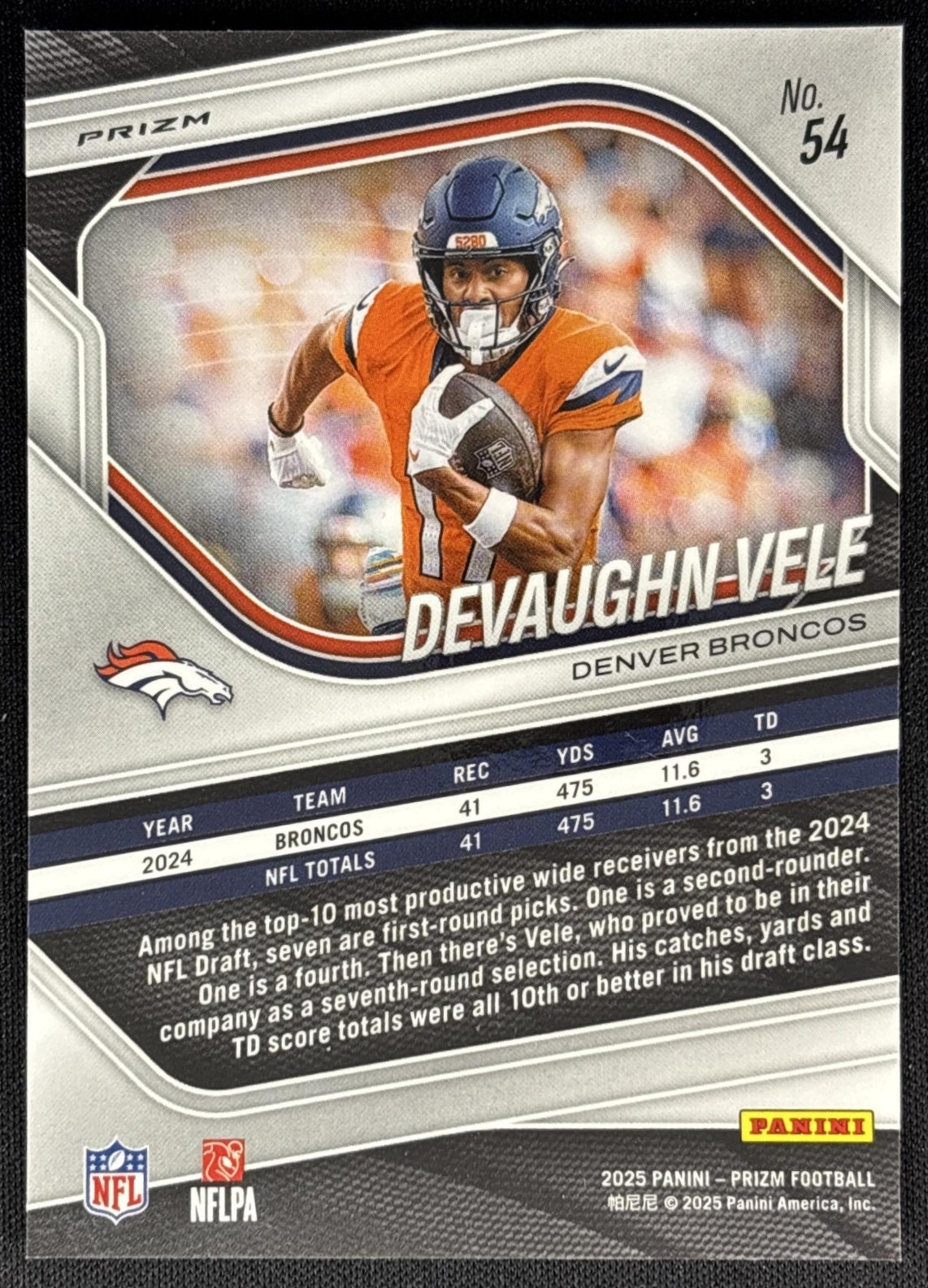 Devaughn Vele 2025 Panini Prizm Red White BLue Broncos