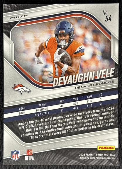 Devaughn Vele 2025 Panini Prizm Red White BLue Broncos
