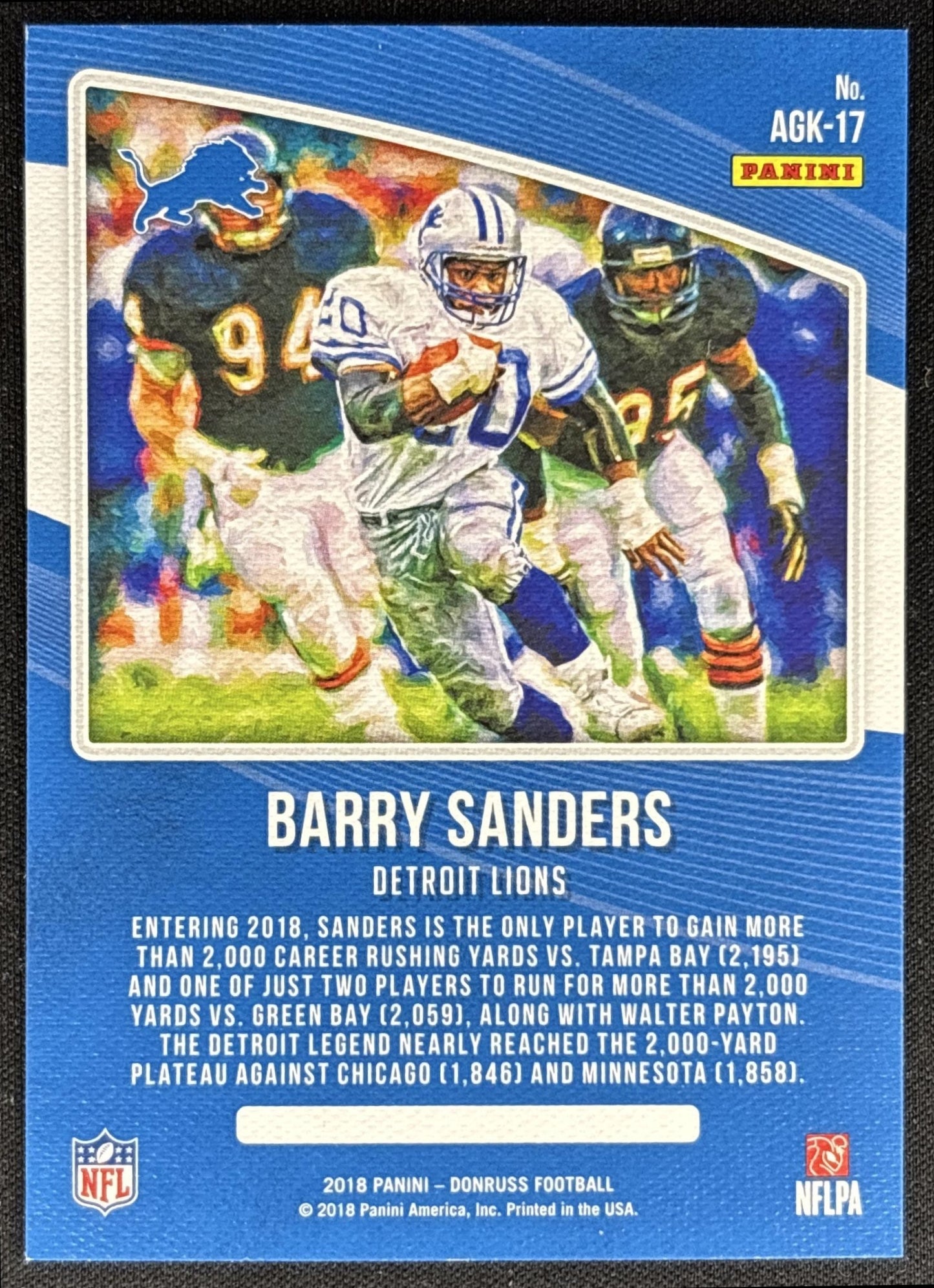 Barry Sanders 2018 Panini Donruss All Time Gridiron Kings Lions
